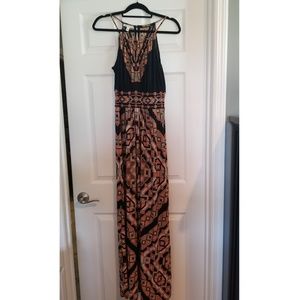 London Times Patterned Maxi Halter Top Dress